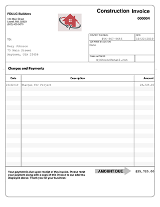 Construction Invoice Form Template